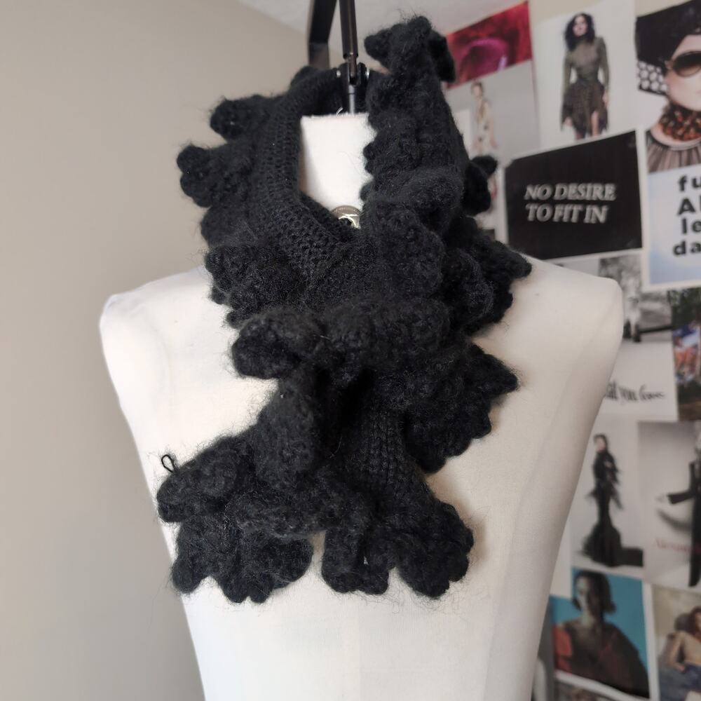 Ruffle Knit Wool Blend Scarf Boho